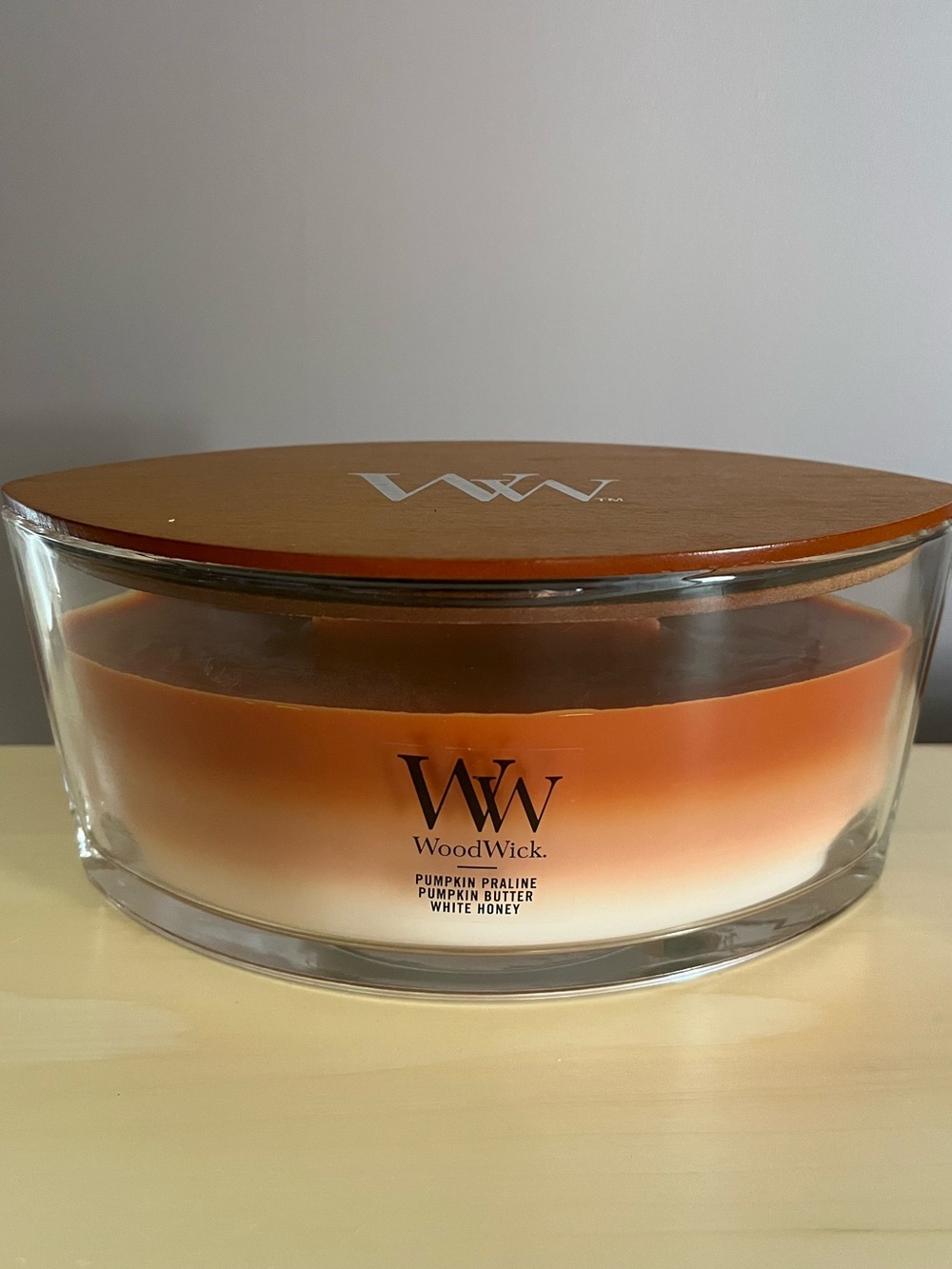 WoodWick Trilogy Pumpkin Praline Pumpkin Butter White Honey Crackling Candle